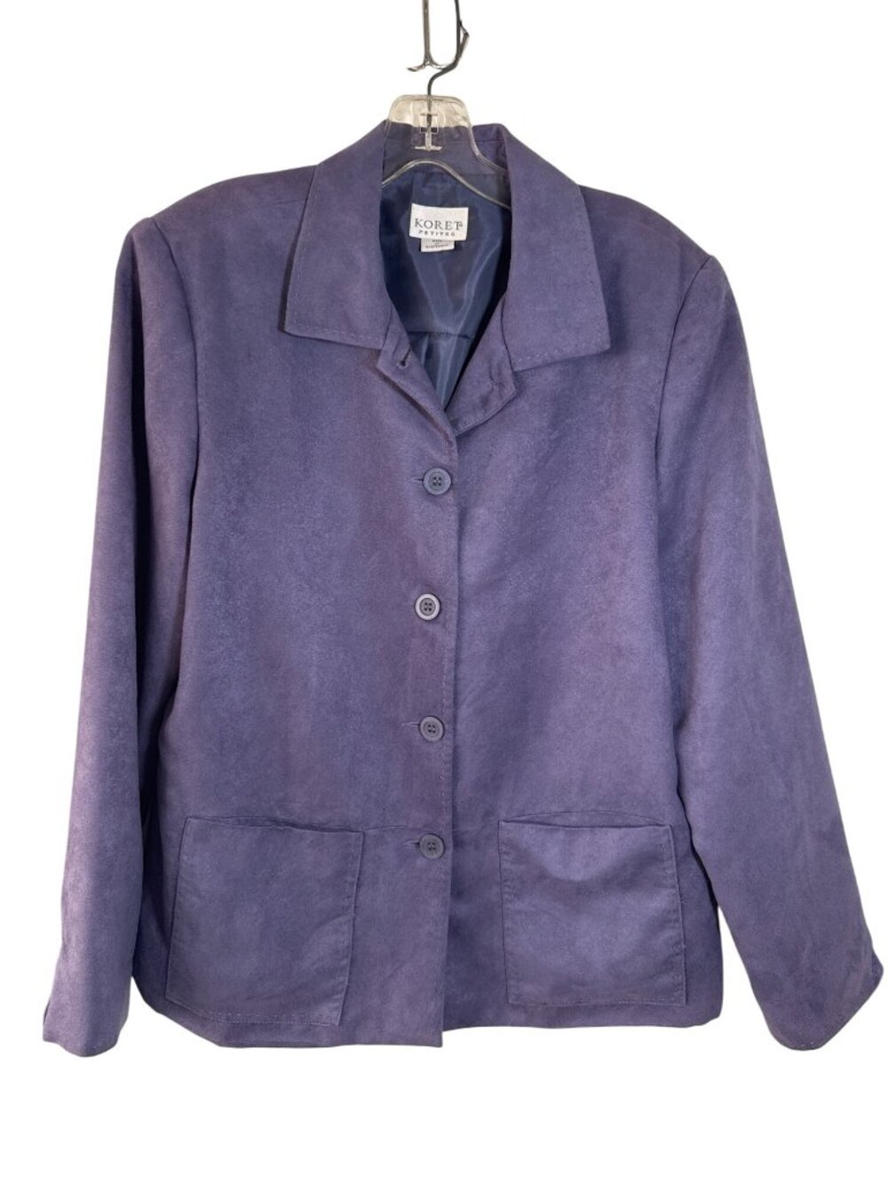 VTG Koret Petites Purple Button-Up Jacket Blazer 10 Faux Suede